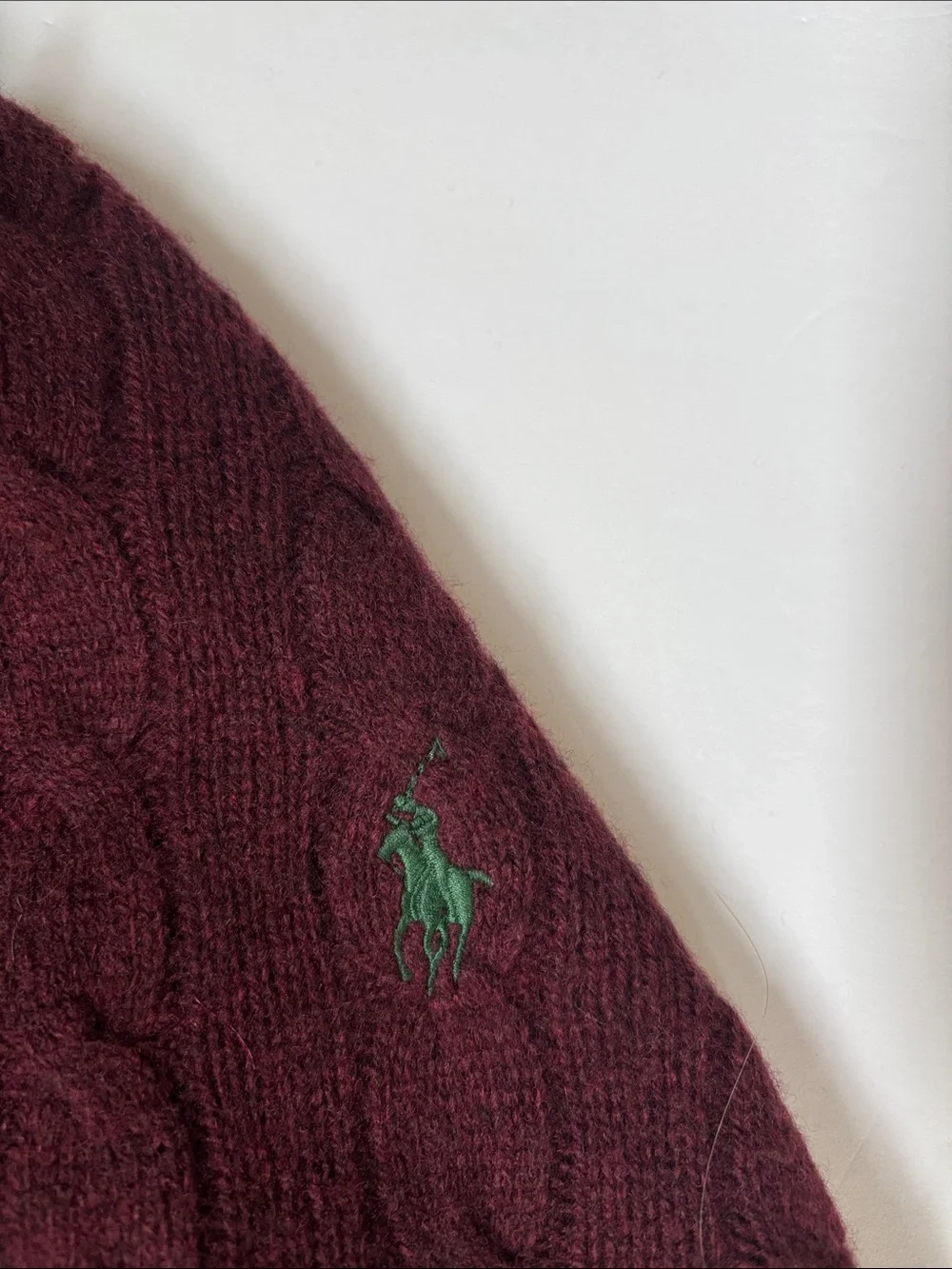 Polo Ralph Lauren Wool Cashmere Cable Knit Preppy Sweater Burgundy Mens Medium